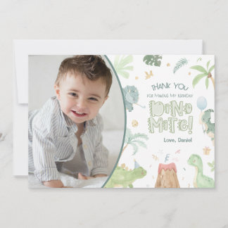 Remerciements Carte de remerciement de fête de dinosaures avec p