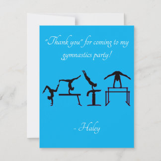 Remerciements Carte de remerciement de fête de gymnastique bleue