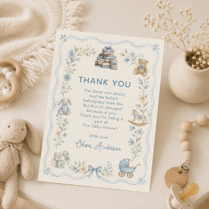 Remerciements Carte de remerciement de fête prénatale florale de
