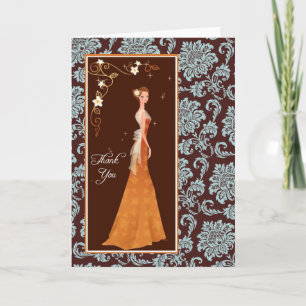 Remerciements Carte de remerciement de fête prénuptiale en damas