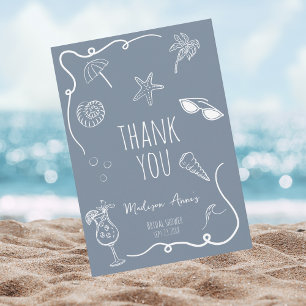 Remerciements Carte de remerciement de fiançailles Doodle Beach