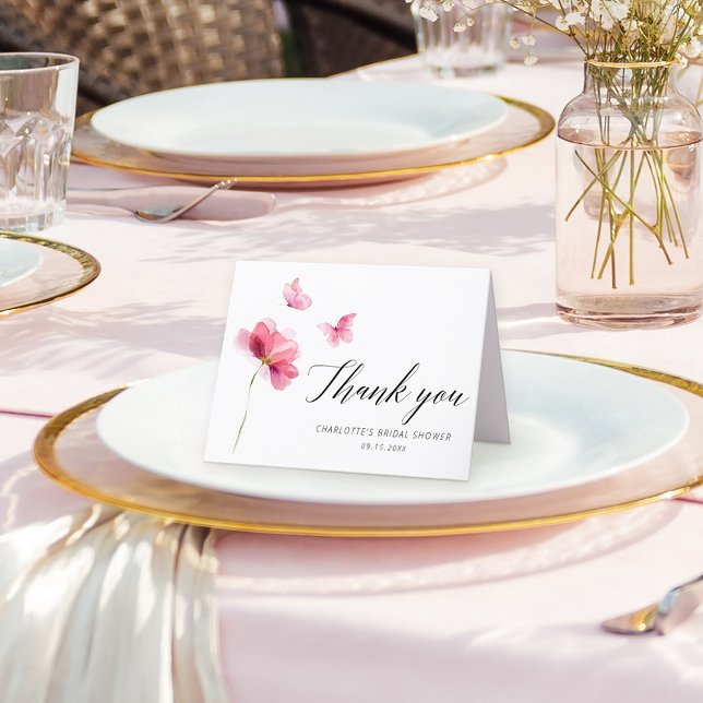 Remerciements Carte de remerciement de fiançailles floral rose (Créateur téléchargé)