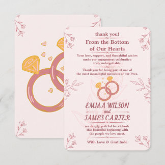 Remerciements Carte de remerciement de fiançailles florale rose