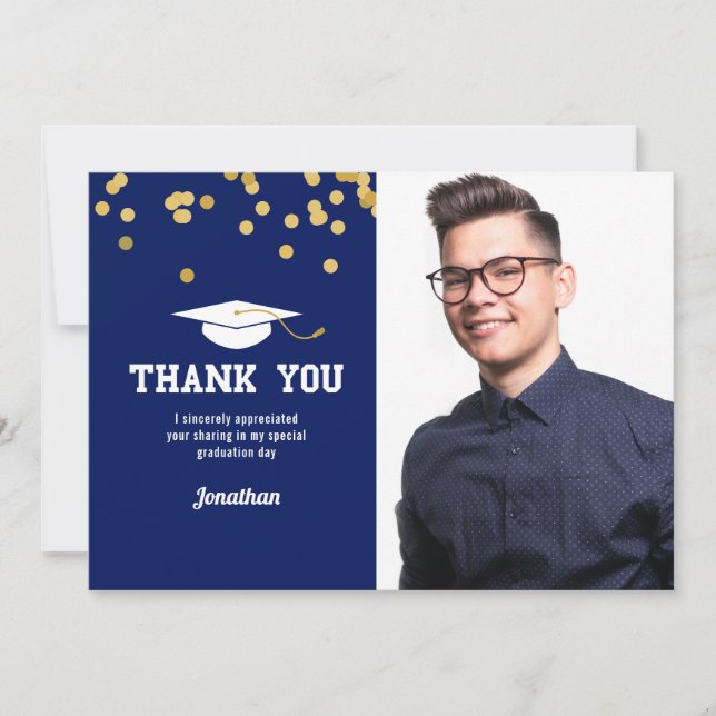 Remerciements Carte de remerciement de fin d'études avec confett (Devant)