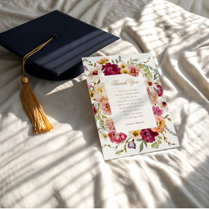 Remerciements Carte de remerciement de fin d'études florale de p