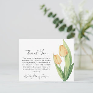 Remerciements Carte de remerciement de funérailles de tulipes De