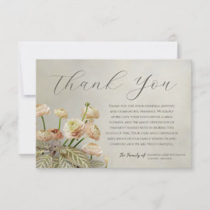 Remerciements Carte de remerciement de funérailles florales arti