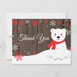 Remerciements Carte de remerciement de l'ours polaire de neige r
