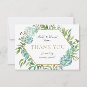 Remerciements Carte de remerciement de mariage à cadre géométriq