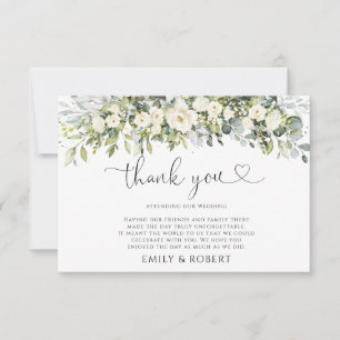 Remerciements Carte de remerciement de mariage à fleurs blanches