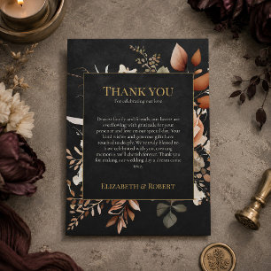 Remerciements Carte de remerciement de mariage à fleurs noires d