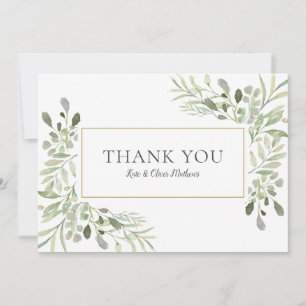 Remerciements Carte de remerciement de mariage à la verdure aqua