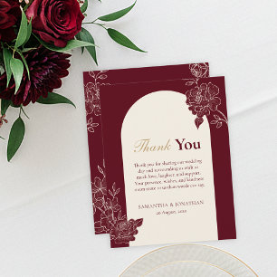 Remerciements Carte de remerciement de mariage à l'arche florale