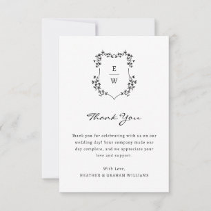Remerciements Carte de remerciement de mariage à monogramme