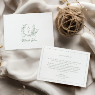 Remerciements Carte de remerciement de mariage à monogramme de f