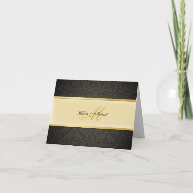 Remerciements Carte de remerciement de mariage à monogramme en D (Devant)