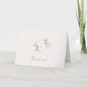 Remerciements Carte de remerciement de mariage à monogramme flor