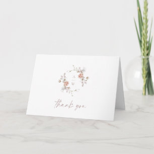 Remerciements Carte de remerciement de mariage à monogramme flor