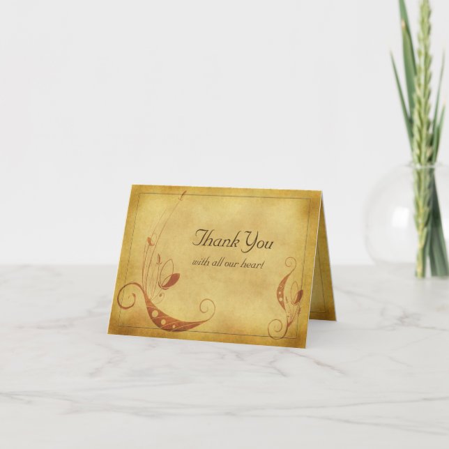 Remerciements Carte de remerciement de mariage à motif floral su (Devant)