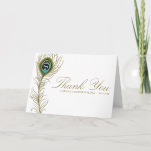 Remerciements Carte de remerciement de mariage à plumes de paon 
