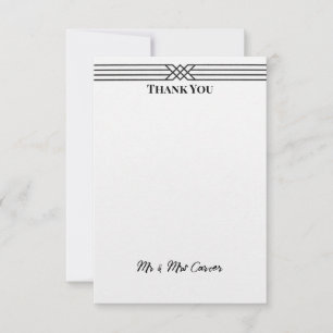 Remerciements Carte de remerciement de mariage à rayure noire mi