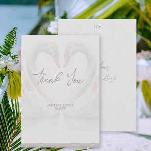 Remerciements Carte de remerciement de mariage au cygne avec mon