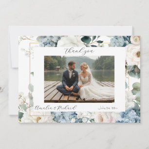Remerciements Carte de Remerciement de Mariage au Hortensia Bleu