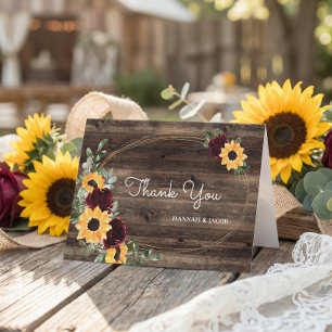 Remerciements Carte de remerciement de mariage au tournesol rust