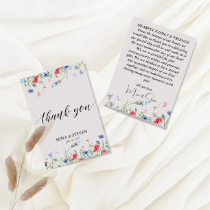 Remerciements Carte de remerciement de mariage aux fleurs sauvag
