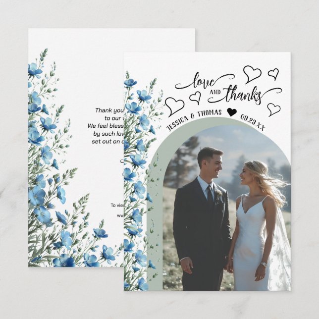 Remerciements Carte de remerciement de mariage avec code QR de p (Devant / Derrière)