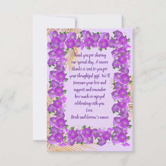 Remerciements Carte de remerciement de mariage avec Lei Hawaïen (Devant)