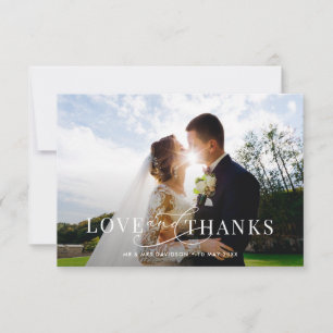 Remerciements Carte de remerciement de mariage avec lettrage bla