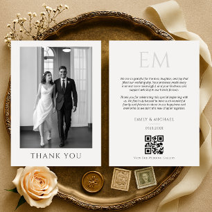 Remerciements Carte de remerciement de mariage avec monogramme e