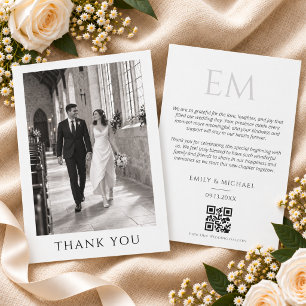 Remerciements Carte de remerciement de mariage avec monogramme e