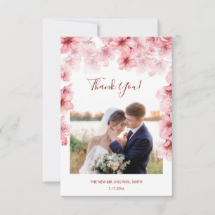 Remerciements Carte de remerciement de mariage avec photo de fle