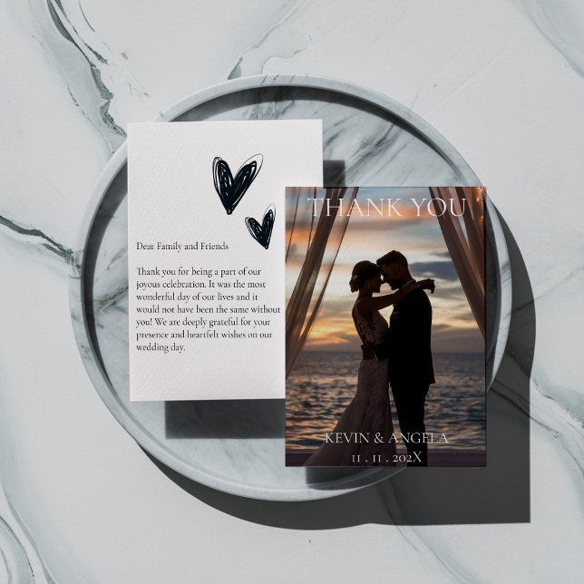 Remerciements Carte de remerciement de mariage avec photo élégan (Créateur téléchargé)