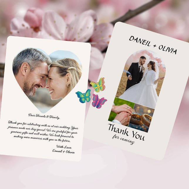 Remerciements Carte de remerciement de mariage avec photo élégan (#foryou)