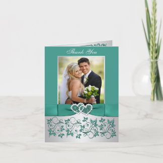 Remerciements Carte de remerciement de mariage avec photo floral