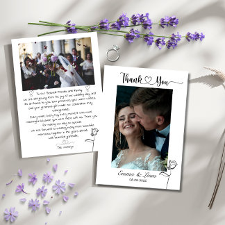 Remerciements Carte de remerciement de mariage avec photo person