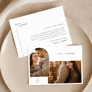 Remerciements Carte de remerciement de mariage avec photo rustiq