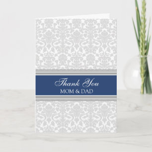 Remerciements Carte de remerciement de mariage bleu gris damassé