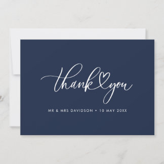 Remerciements carte de remerciement de mariage bleu marine écrit