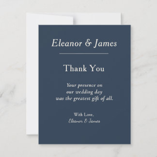 Remerciements Carte de remerciement de mariage bleu port minimal
