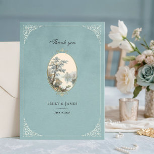 Remerciements Carte de Remerciement de Mariage Bleu Poussiéreux 