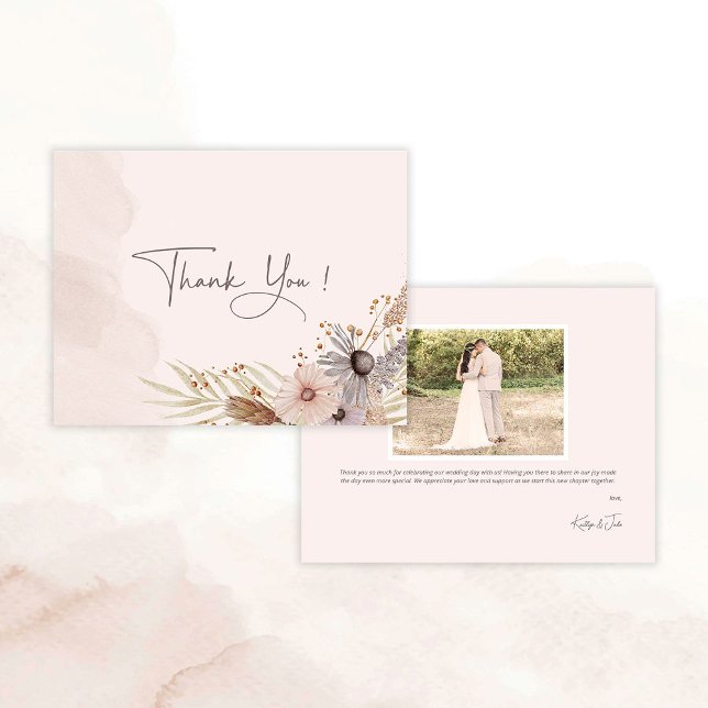 Remerciements Carte de remerciement de mariage Boho (Boho Floral Wedding Thank You Card)