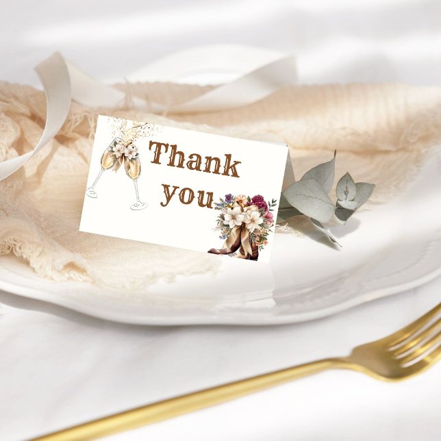 Remerciements Carte de remerciement de mariage Boots and Bubbly  (Créateur téléchargé)