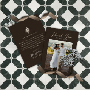 Remerciements Carte de remerciement de mariage botanique Brun Ru