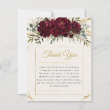 Carte de remerciement de mariage botanique de Bour