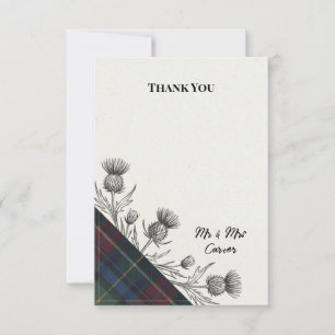 Remerciements Carte de remerciement de mariage botanique Tartan
