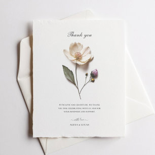 Remerciements Carte de remerciement de mariage chic rose blanche